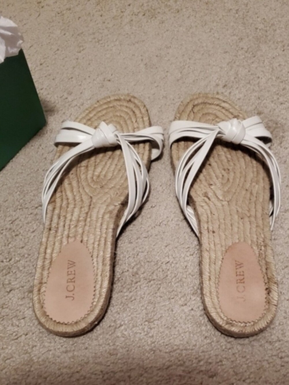 J.Crew Made-in-Spain knotted espadrille slides White US 12